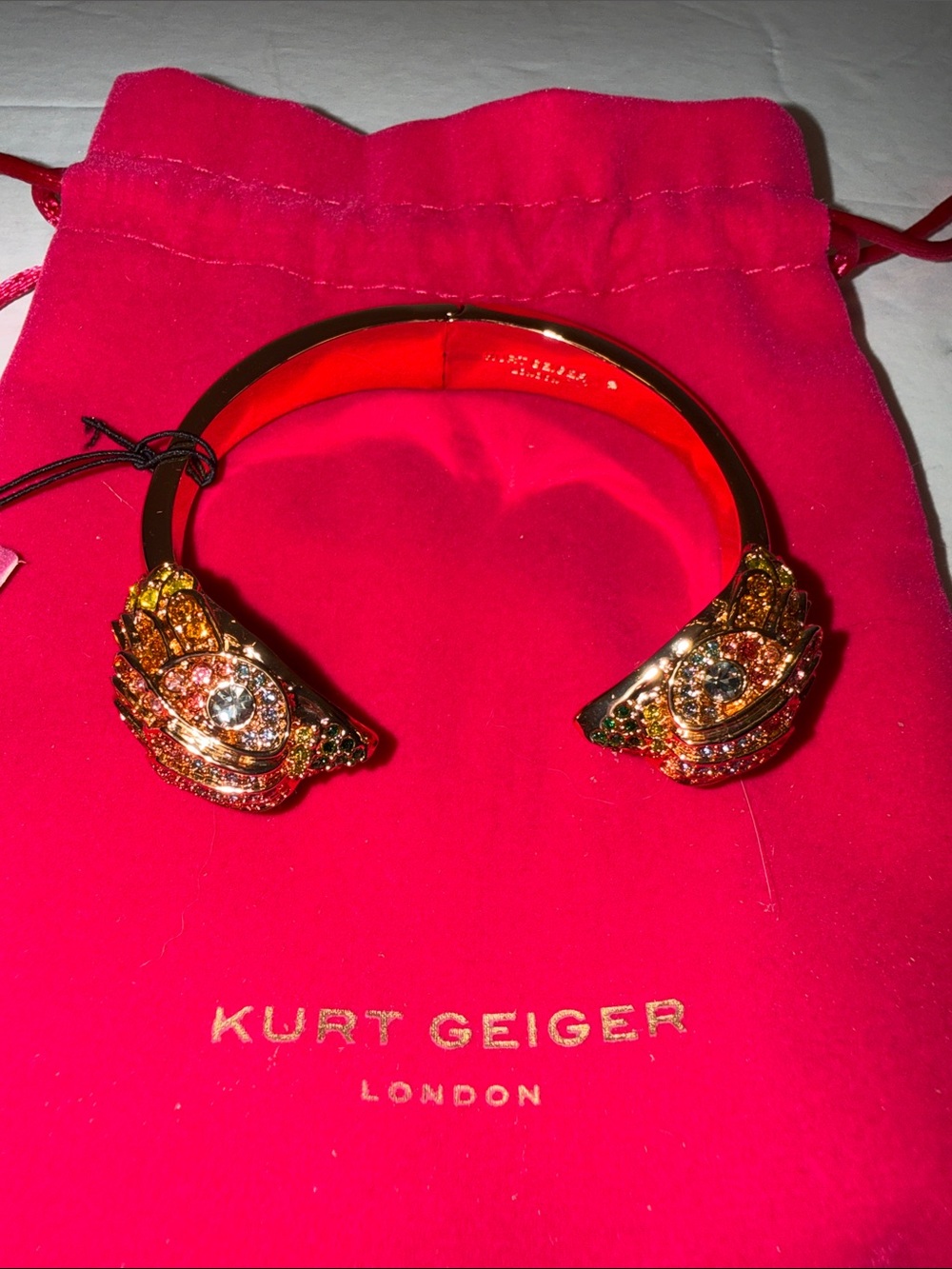 Kurt Geiger London Gold-Tone Rainbow pave Signature Eagle Cuff